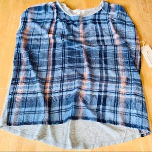 Two by Vince Camuto Sheer Plaid Sleeveless Top